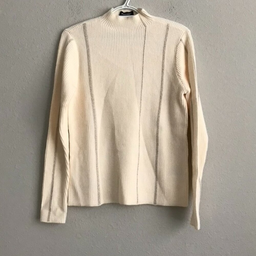 Studio Park x Kerstin Lindquist Metallic Stripe Sweater - Vanilla (sz S) a628689